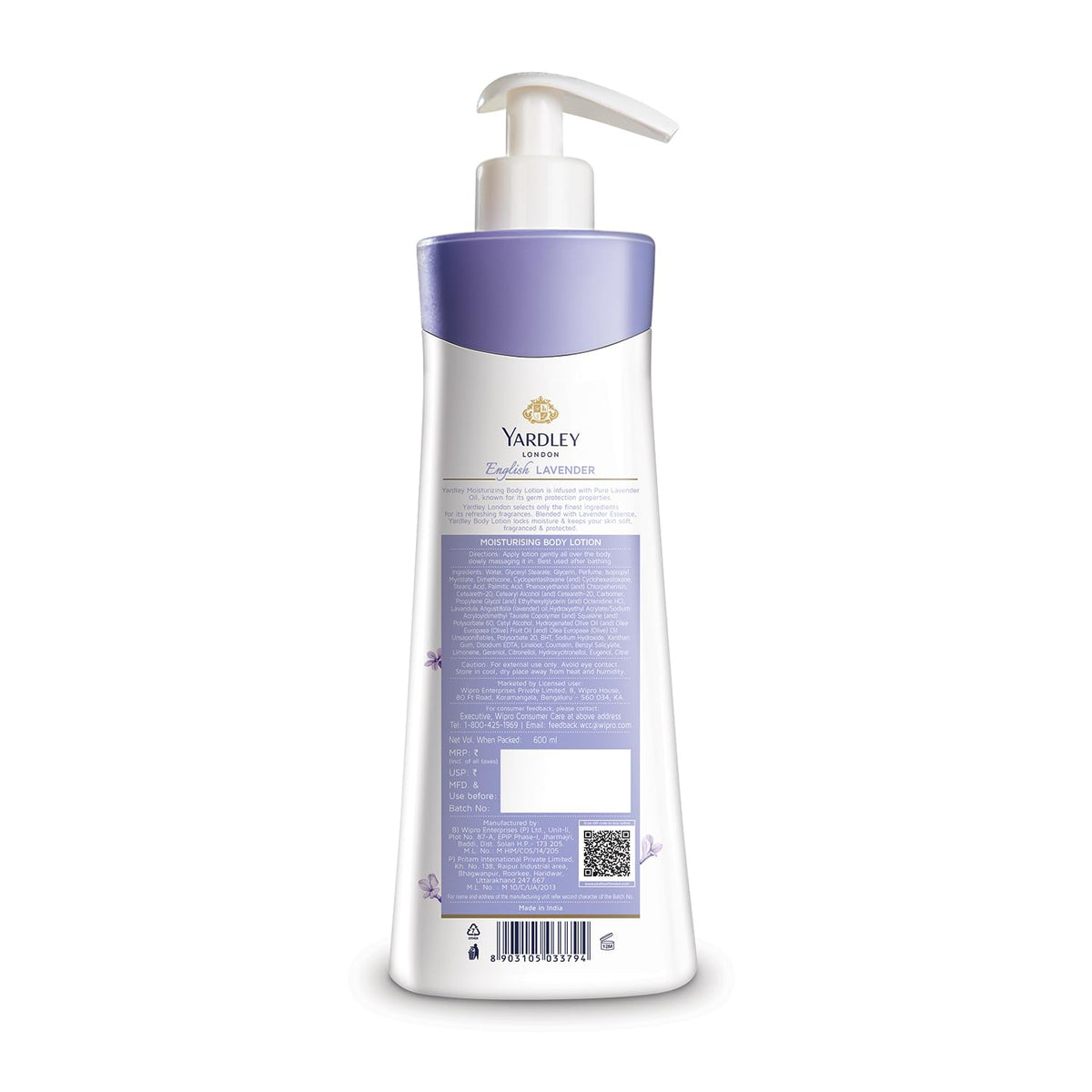 Yardley London English Lavender Moisturizing Body Lotion With Germ Shield| Infused With Lavender Oil| Daily Use Hand & Body Lotion With Natural Floral Extracts For Women| 600ml