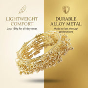 NMII Ethnic Wear Bangles Gold-Tone Alloy with Musical Ghungroo Charms | Women Fashionable Jewelry | Designer Bracelet Bangles For Girls | Viral Kashmiri Chudiya for Weddings, Festivals & Parties