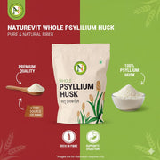 NatureVit Psyllium Whole Husk, 1kg [Sat Isabgol] [Fiber Supplement, Perfect for Keto Bread and Gluten Free Baking]