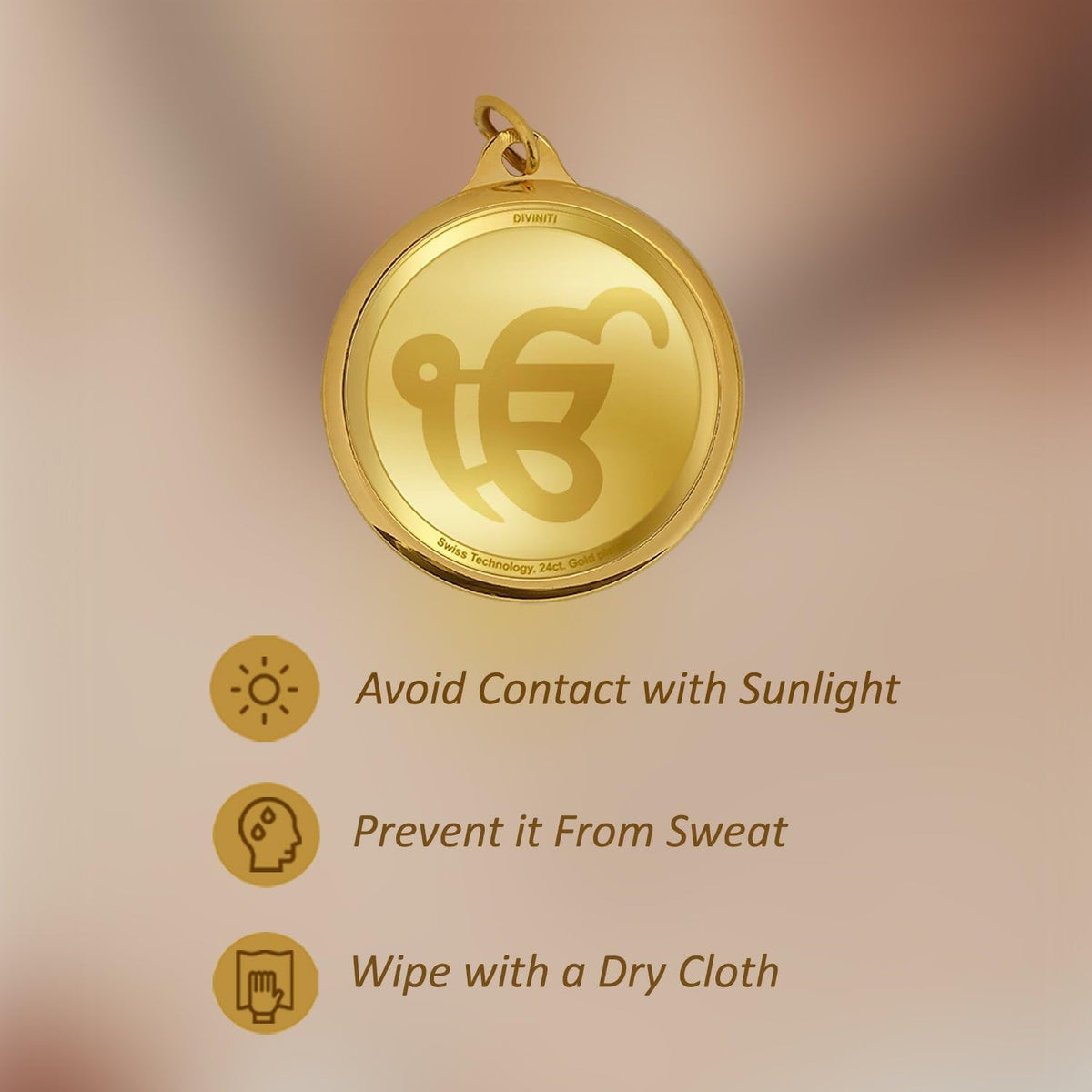 DIVINITI 24K Gold Plated Guru Nanak Dev Ji & Ik Onkar Double-Sided Pendant with Premium Gift Box, 22 mm Sikh Religious Locket, Luxury Spiritual Jewellery Gift for Men & Women