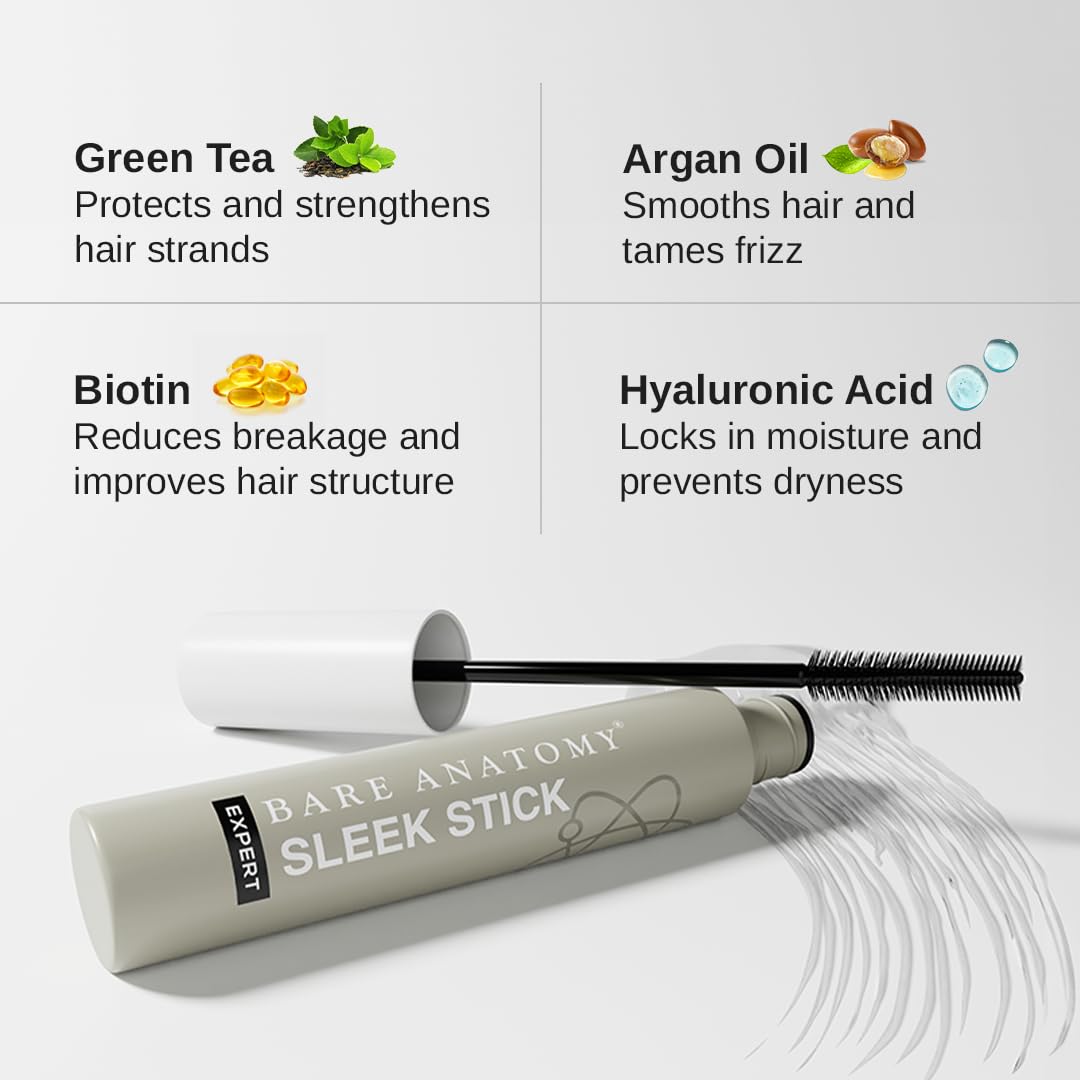 Bare Anatomy Expert Sleek Hair Finishing Stick | 100% Alcohol & Silicon Free | Baby Hair, Frizzy Hair & Flyaway Fixer | Non-Sticky & Non-Crunchy | Natural Sleek Finish With No Residue | 10ml, Gel