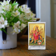 DIVINITI 24K Gold Plated Religious Car Dashboard Frame | Premium God Idol Frame for Car, Home Mandir & Office Table | Spiritual Gift, Decorative Showpiece | Maa Durga