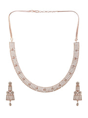 Priyaasi Elegant American Diamond Rose Gold-Plated Jewellery Set