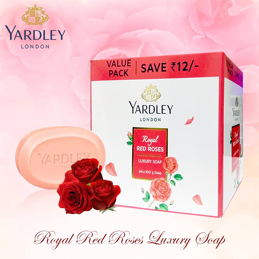 Yardley Soap, Red Roses, 100g (Pack of 3)