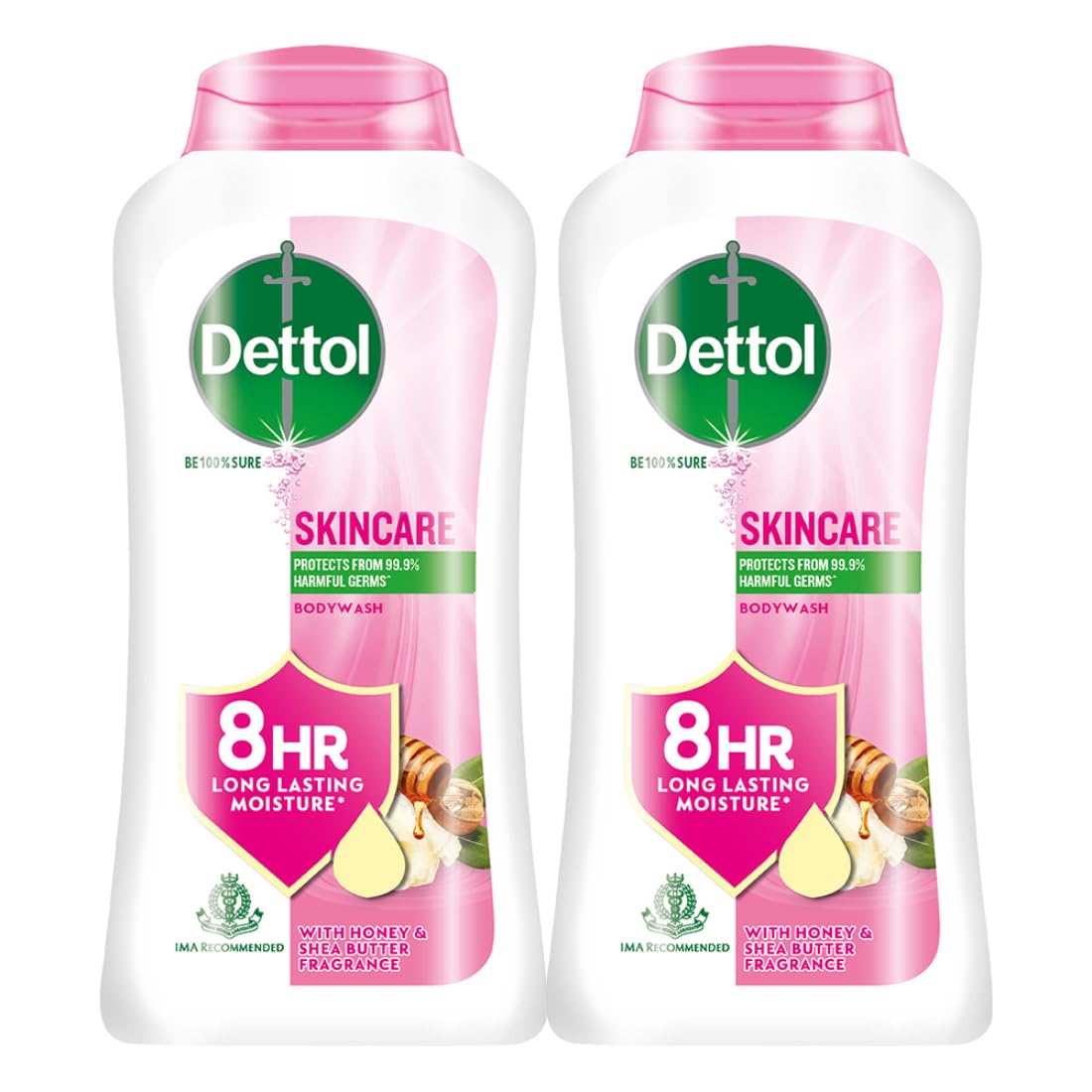Dettol Body Wash and Shower Gel for Women and Men, Skincare- 250ml (Pack of 2) | Soap-Free Bodywash | 8h Moisturization
