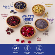 BLUE TEA - Herbal Harmony Tea Gift 2025 (5 Flavour Tea - 160gm) | Butterfly Pea, HIbiscus, Rose, Chamomile, Lavender | Caffeine Free - Herbal Tea