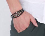 Shining Diva Fashion Leather Multi Strand Bracelet for Men and Boys