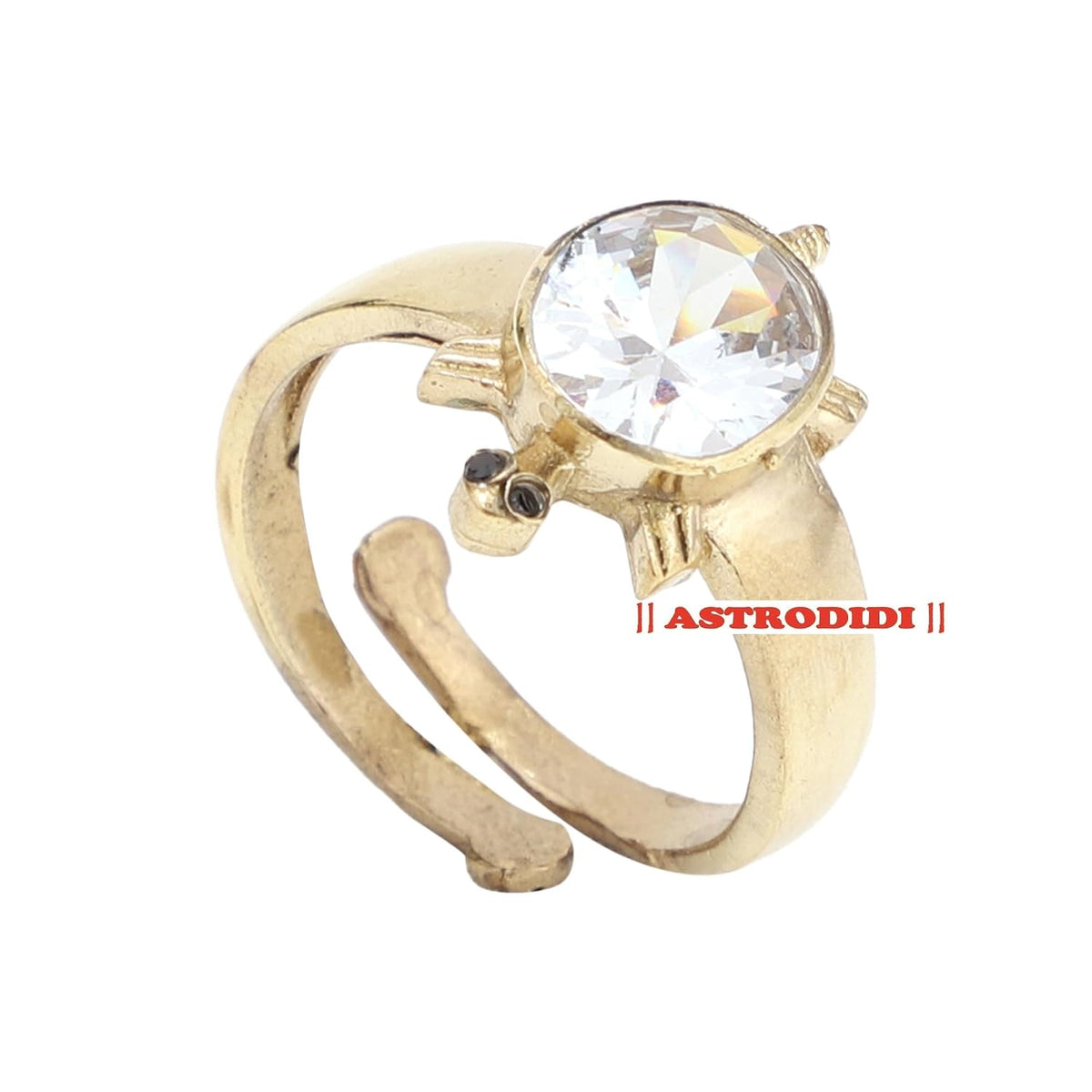 ASTRODIDI White Zircon Stone Tortoise Ring | Adjustable Brass Kachua Turtle Meru Fashion Ring For Men Women Boys and Girls