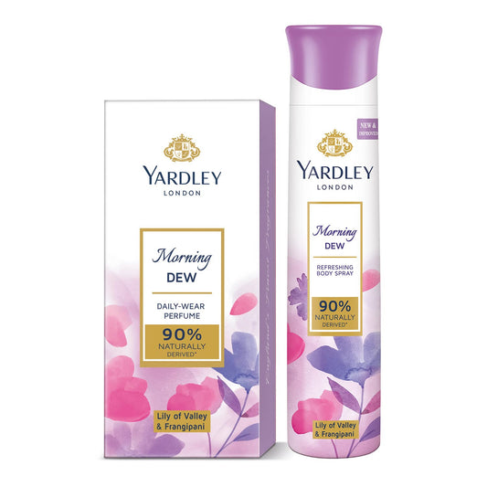 Yardley London Morning Dew Spray Perfume For Women, 100Ml & Morning Dew Refreshing Deo For Women, 150Ml