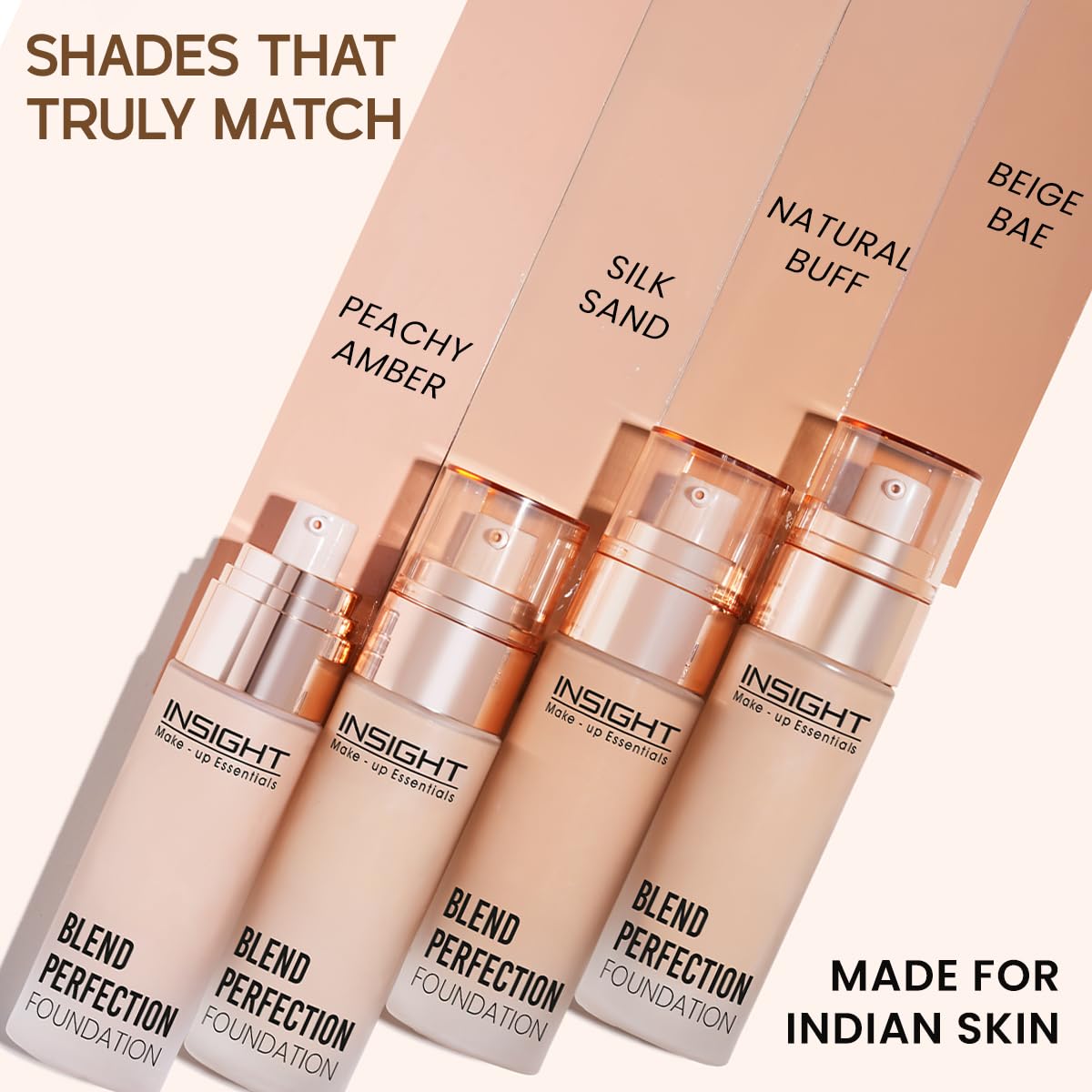 INSIGHT Blend Perfection Foundation - Natural Buff | Natural Radiant Finish | Lightweight & Buildable Coverage | Infused with Cica, Hyaluronic Acid & Vitamin E | Suitable for All Skin Types | 50g