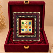 DIVINITI 24K Gold-Plated Navagraha Yantra Frame | Sacred Nine Planets Yantra for Harmony, Protection & Positivity | Home, Office & Pooja Decor | Premium Gift Box | 12 x 11 CM