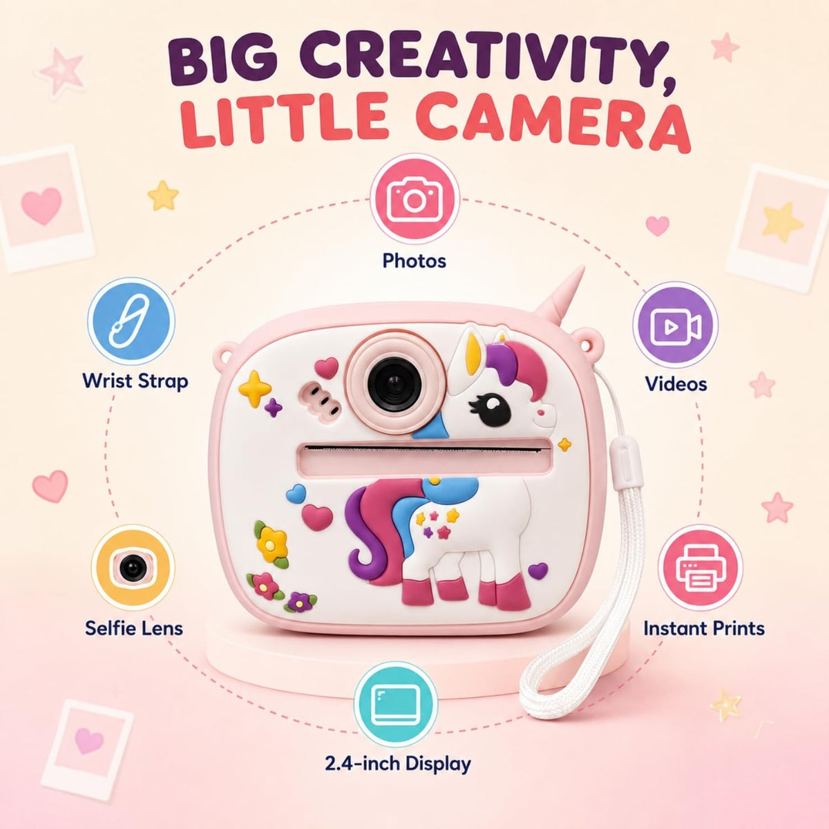 Toy Imagine Instant Print Camera for Kids with Thermal Printer & Dual Lens