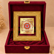DIVINITI 24K Gold-Plated Dhan Akarshan Yantra Frame | Sacred Prosperity Yantra for Wealth, Growth & Positivity | Home, Office & Pooja Decor | Premium Gift Box | 12 x 11 CM