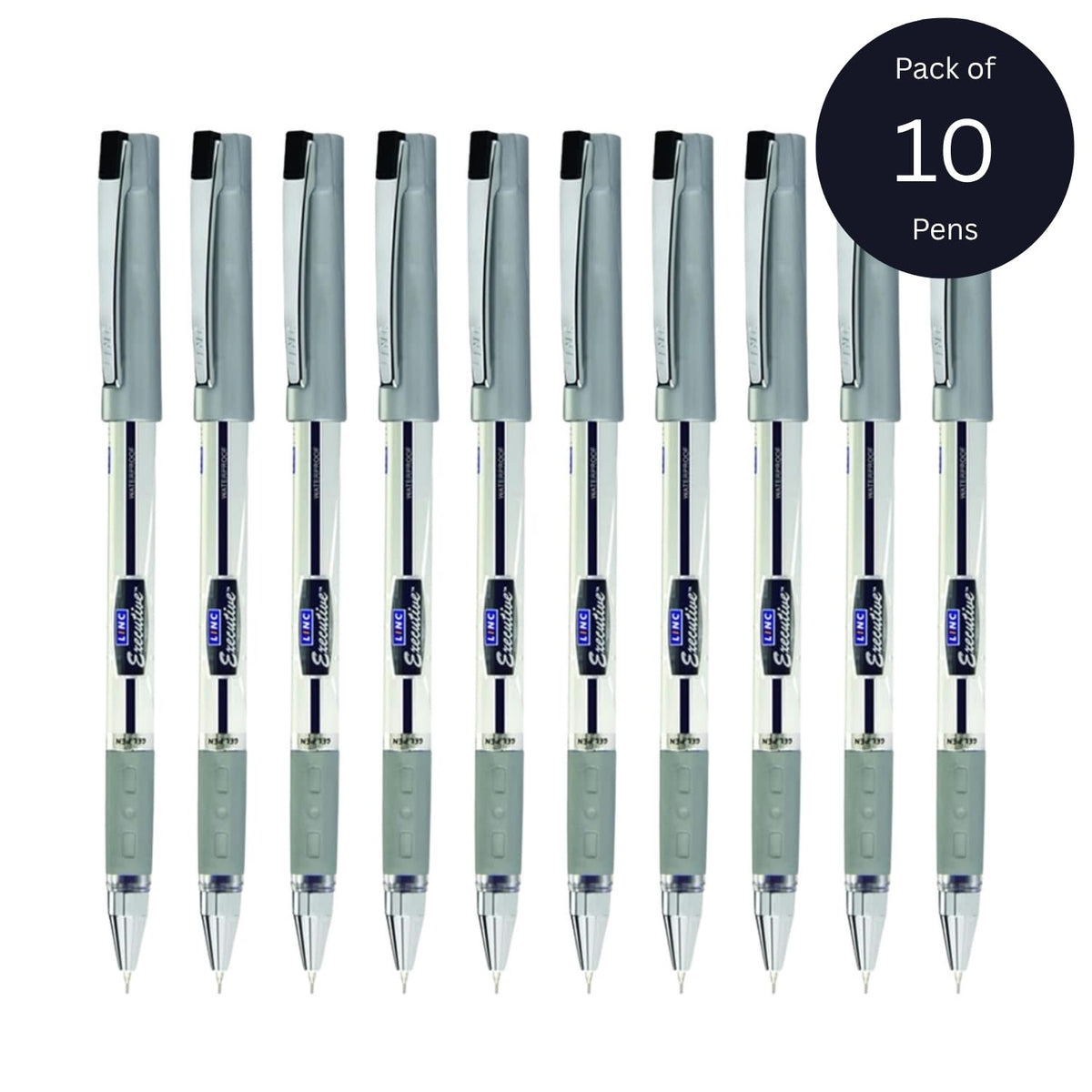 Linc 0.55mm Executive SL-500 Gel Pen | Water-Proof Ink & Textured Grip (Black Ink, Pack of 10)