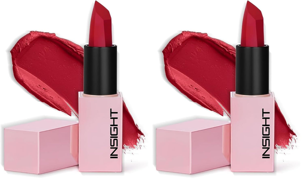 INSIGHT Prime Matte Lipstick - 3.8g |Satin Matte Finish |All day Comfort Wear | Infused with Hyaluronic Acid & Rosehip Oil |(AMERICANO) (Pack of 2)
