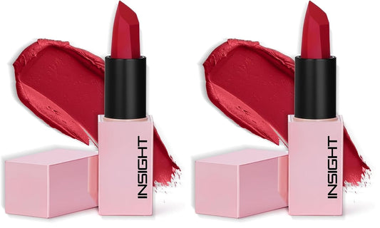 INSIGHT Prime Matte Lipstick - 3.8g |Satin Matte Finish |All day Comfort Wear | Infused with Hyaluronic Acid & Rosehip Oil |(AMERICANO) (Pack of 2)