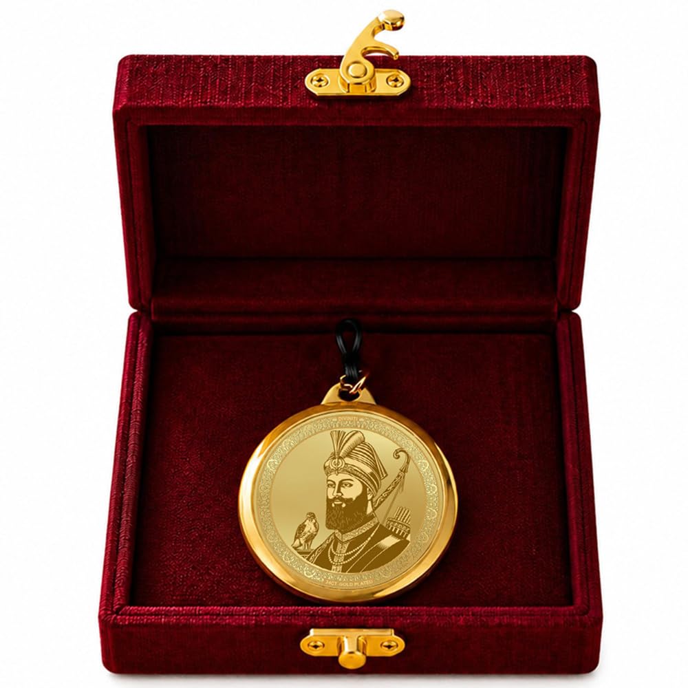 DIVINITI 24K Gold Plated Double-Sided Religious Pendant with Premium Gift Box, Spiritual Locket for Men & Women, Devotional Jewellery for Gifting & Everyday Wear | Guru Gobind Singh Ji & Guru Nanak Dev Ji - GNG Pendant