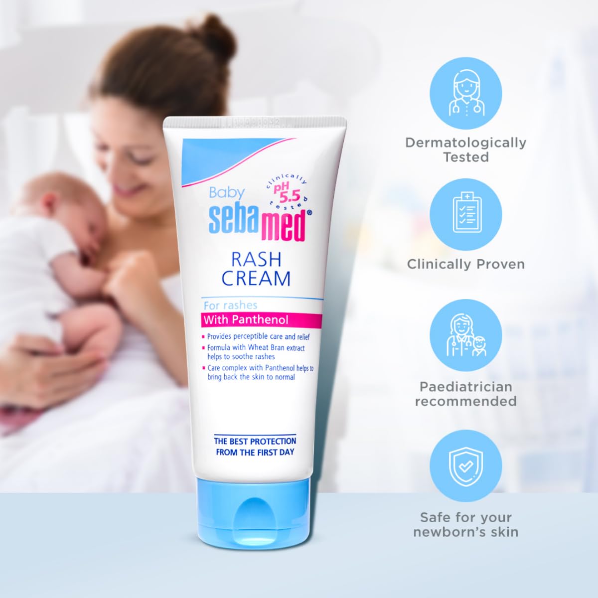 Sebamed Baby Rash Cream 100 ml|pH 5.5|Ideal for Diaper Rashes| Faster rash healing | (Pack of 2)