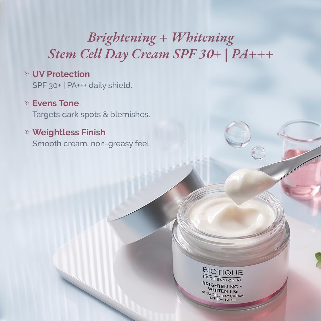 Biotique Professional Brightening + Whitening Stem Cell Day Cream SPF 30+ 50gm