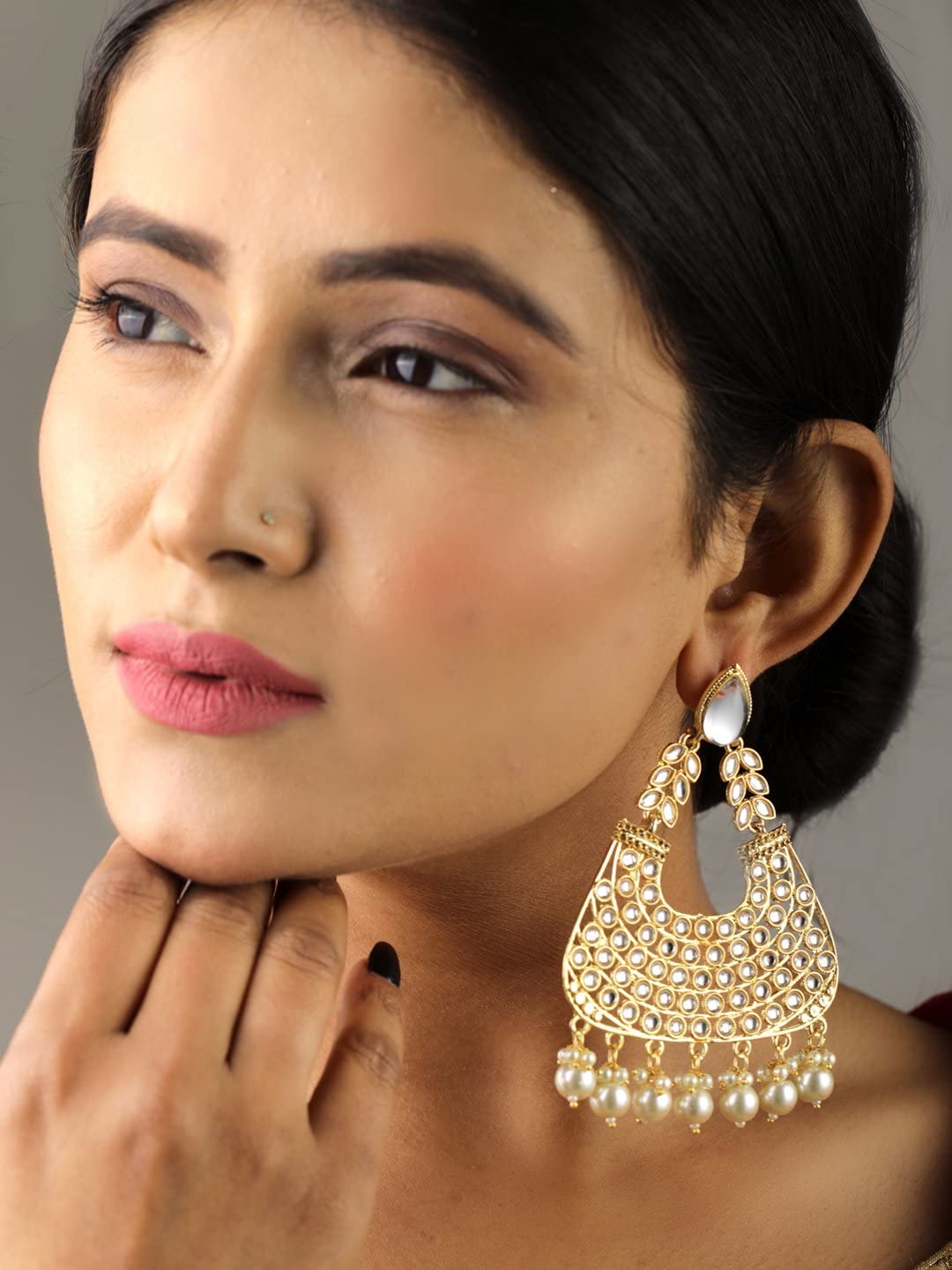 Priyaasi Kundan Studded Gold Plated Party Earrings