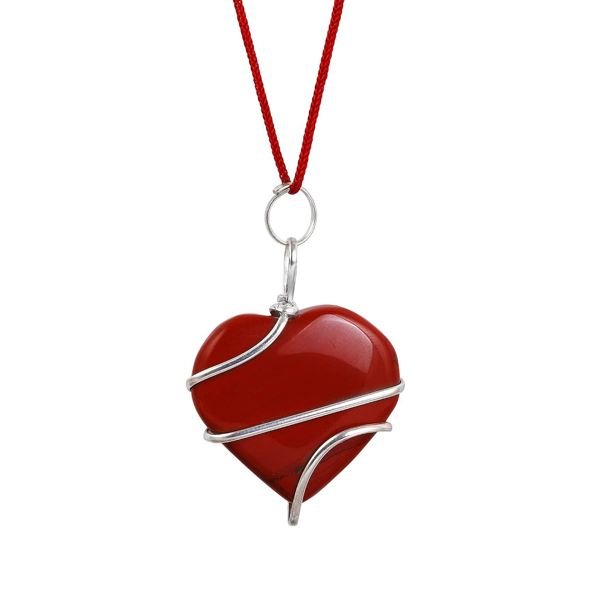 ASTRODIDI Natural Red Jasper Stone Heart Shape Wire Wrapped Pendant Locket for Women and Men