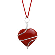 AstroDidi Red Jasper Stone Heart Shape Wire Wrapped Pendant