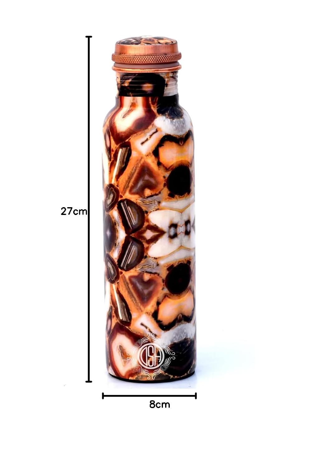 DSH Copper Bottles for 1 Litre Printed with Modern Art, Travelling Purpose Bottles, Yoga Ayurveda Healing, 1000 ML (Design SM13)