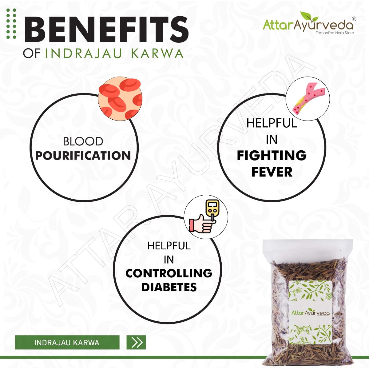 Attar Ayurveda Karva Indrajau - Indrajav - Holarrhena Pubescens for diabetes (500 Grams)