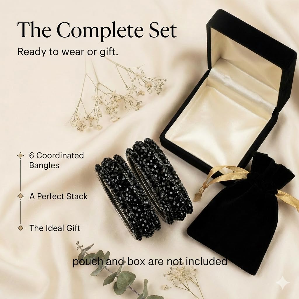 NMII Stylish Pearls Alloy Metal Kada Bangles Set For Women and Girls | Fancy Metal Bangles | Trendy Design Bangles For Girls | Wedding, Party, Shadi Fashion Jewellery-Set of 6 Bangles