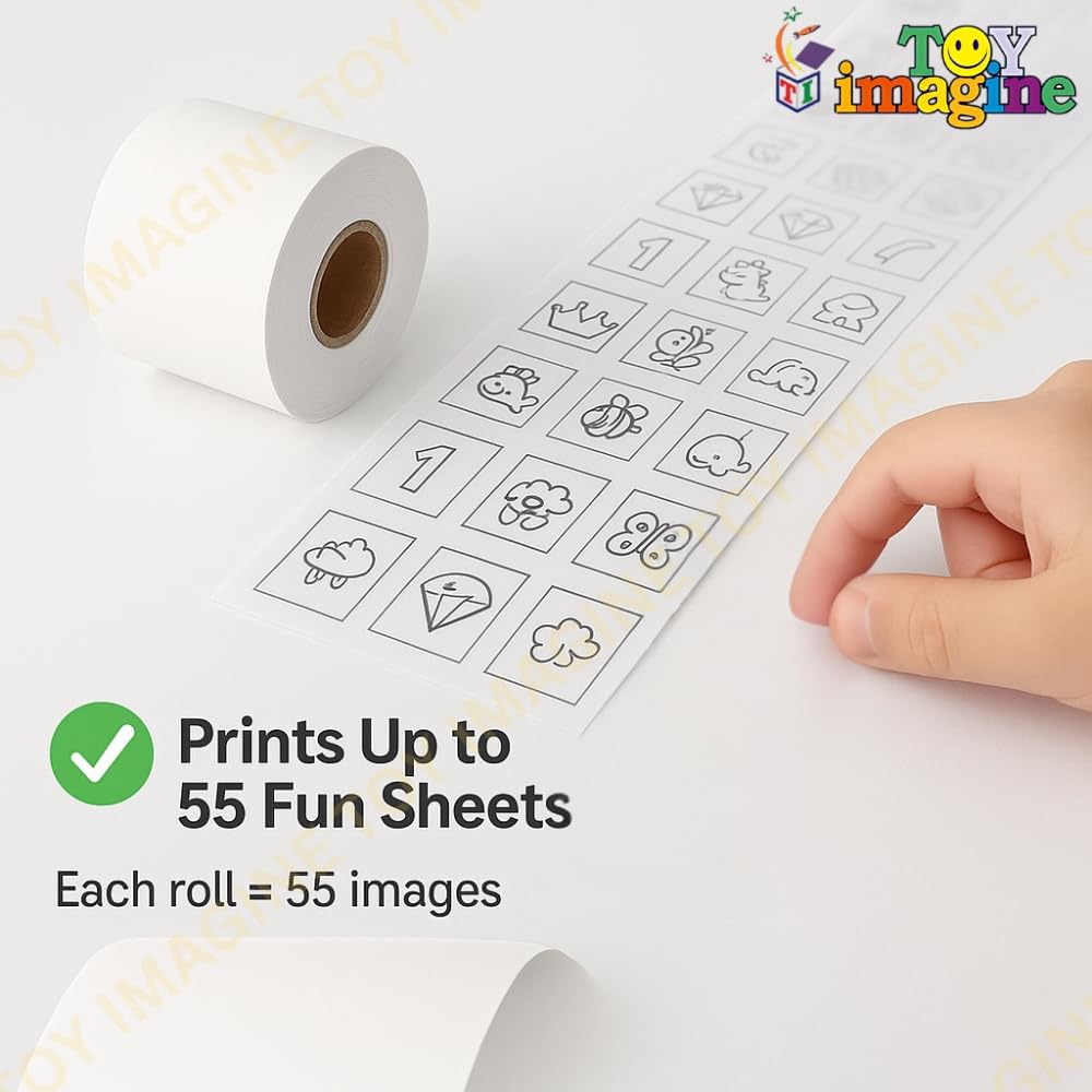 Toy Imagine Non-Sticky Thermal Printer Paper Roll, White, 2.5 Inch