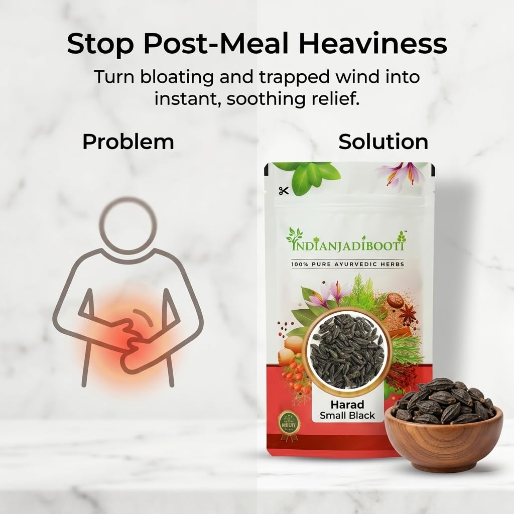 IndianJadiBooti Harad Small Black (Kali Harad) | Terminalia Chebula for Gas & Digestion | Choti Harad/Bal Harad/Himej | Sun-Dried & Whole | 900g Pack of 2