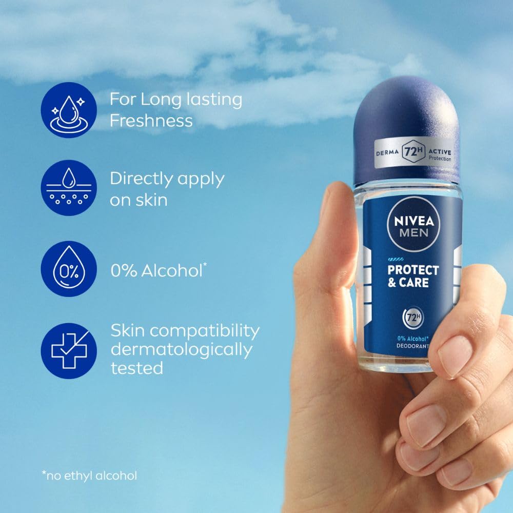 NIVEA Men Fresh Woody Protect And Care Roll On, 50Ml, Pack Of 1