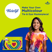 Fevicryl Tie & Dye Multicolor Kit | Complete DIY Fabric Colour Kit with 4 Acrylic Colour, 1 x 2 feet Fabric, 4 Squeezy Bottles | Ideal for Gifting, Beginners & Art Enthusiasts