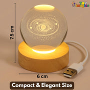 Toy Imagine 3D Crystal Ball Night Lamp, Moon & Galaxy Theme Bedroom Décor Light, Acrylic Sphere Decorative Small Lamp for Kids, Women & Gift Ideas, 24 Designs Assorted