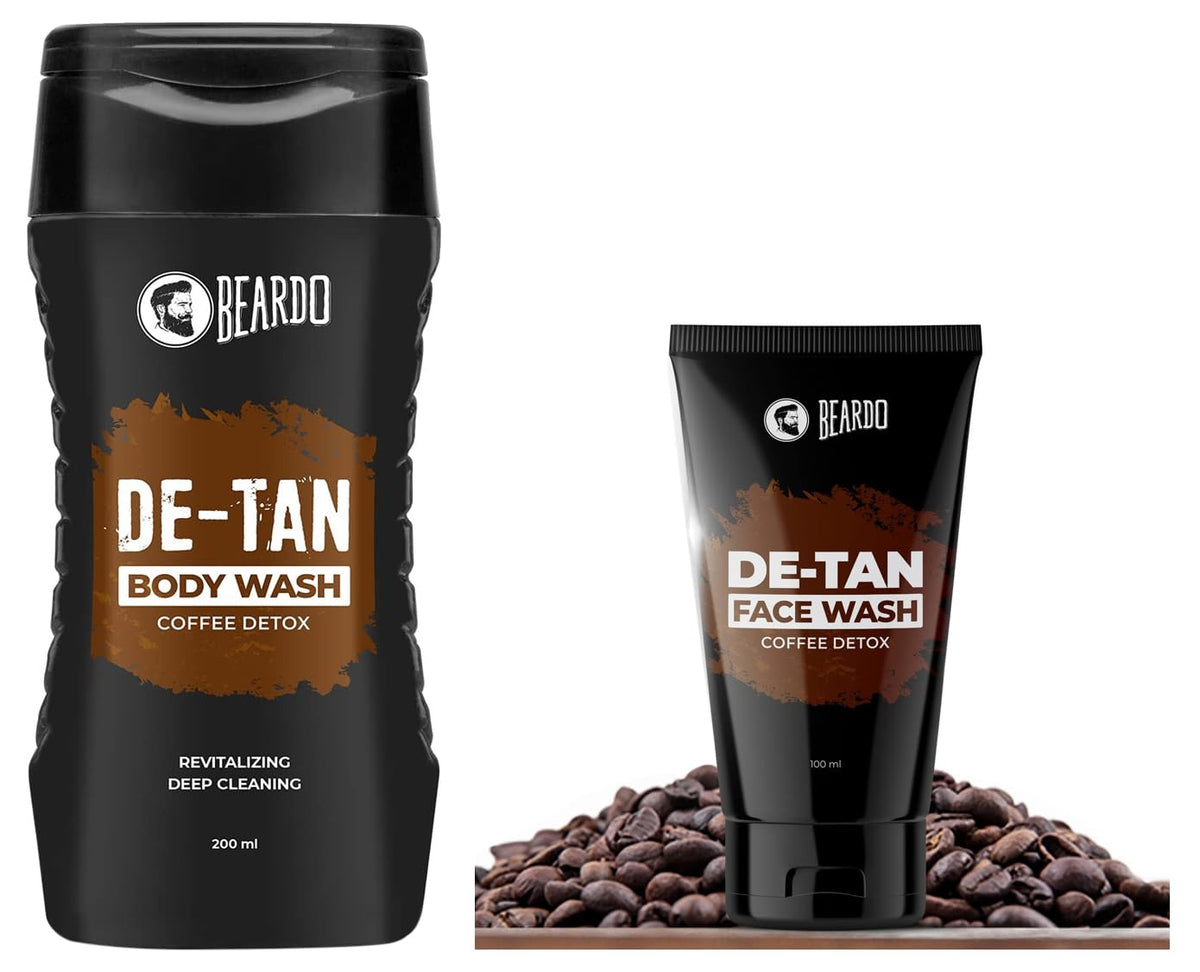 Beardo DeTan Combo | DeTan Bodywash for Men 200ml & DeTan Coffee Face Wash 100ml (Set of 2)