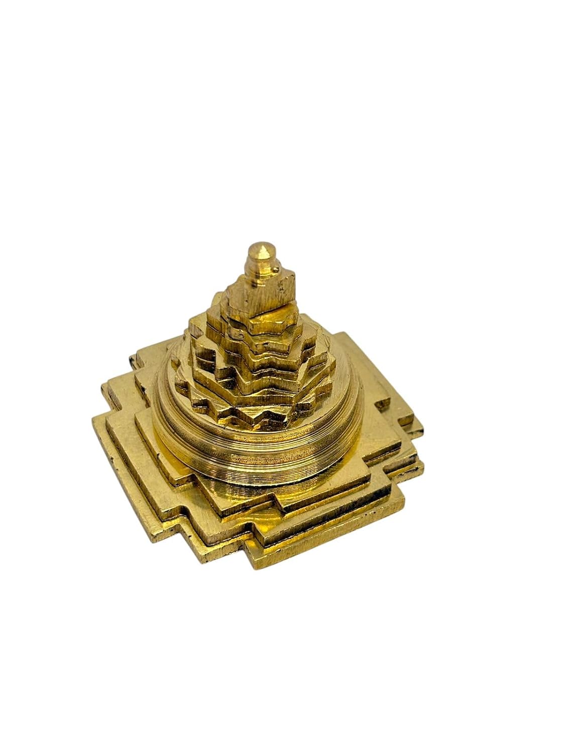 RUDRADIVINE Brass Maha Meru Shri Yantra 4 Inch Solid 3D with Accurate Laser Cutting for Wealth & Luck