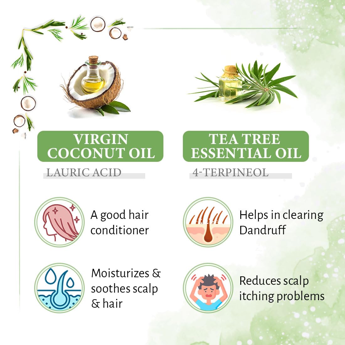 KEYA SETH AROMATHERAPY Rosemary Tea Tree Coconut Hair Growth Serum, Biotin Caffeine Vitamin E B5, Blocks DHT, Hair fall Control, Dandruff Soothing 30ml