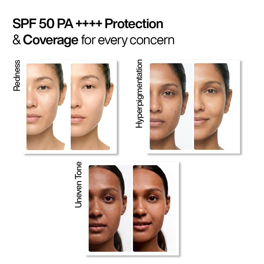 WishCare Daily Fluid Tinted Sunscreen SPF50 PA++++ | R302 | Broad Spectrum Protection for all skin types | In-Vivo Tested Tinted Sun Screen | D-Panthenol, Niacinamide, Ectoin & Ginseng | Evens & Protects | 50ml