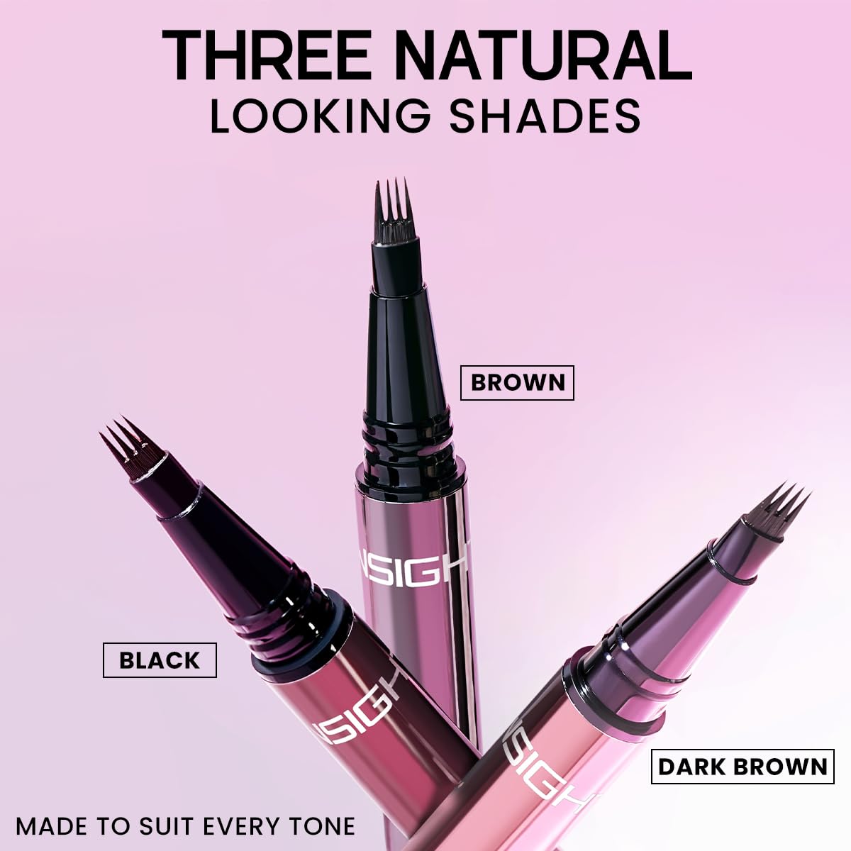 INSIGHT 4 Stroke Eyebrow Pen - Dark Brown (1g) | Lightweight & Quick Drying Formula | Long Wearing, Smudge Proof & Waterproof | Compact & Convenient for Natural Brow Definition