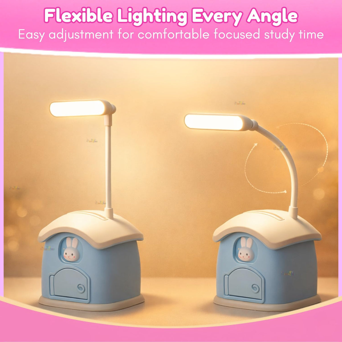 Toy Imagine 3-in-1 Desk Lamp with Pen Holder & Piggy Bank USB Rechargeable Study Lamp, Cute Design for Kids, Perfect for School Desk, Study Table & Bedroom(Multicolour)