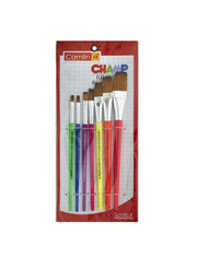 Camel Oil Pastel (50 Shades) & Camlin Champ Flast Brush Set - Pack of 7 (Multicolor)