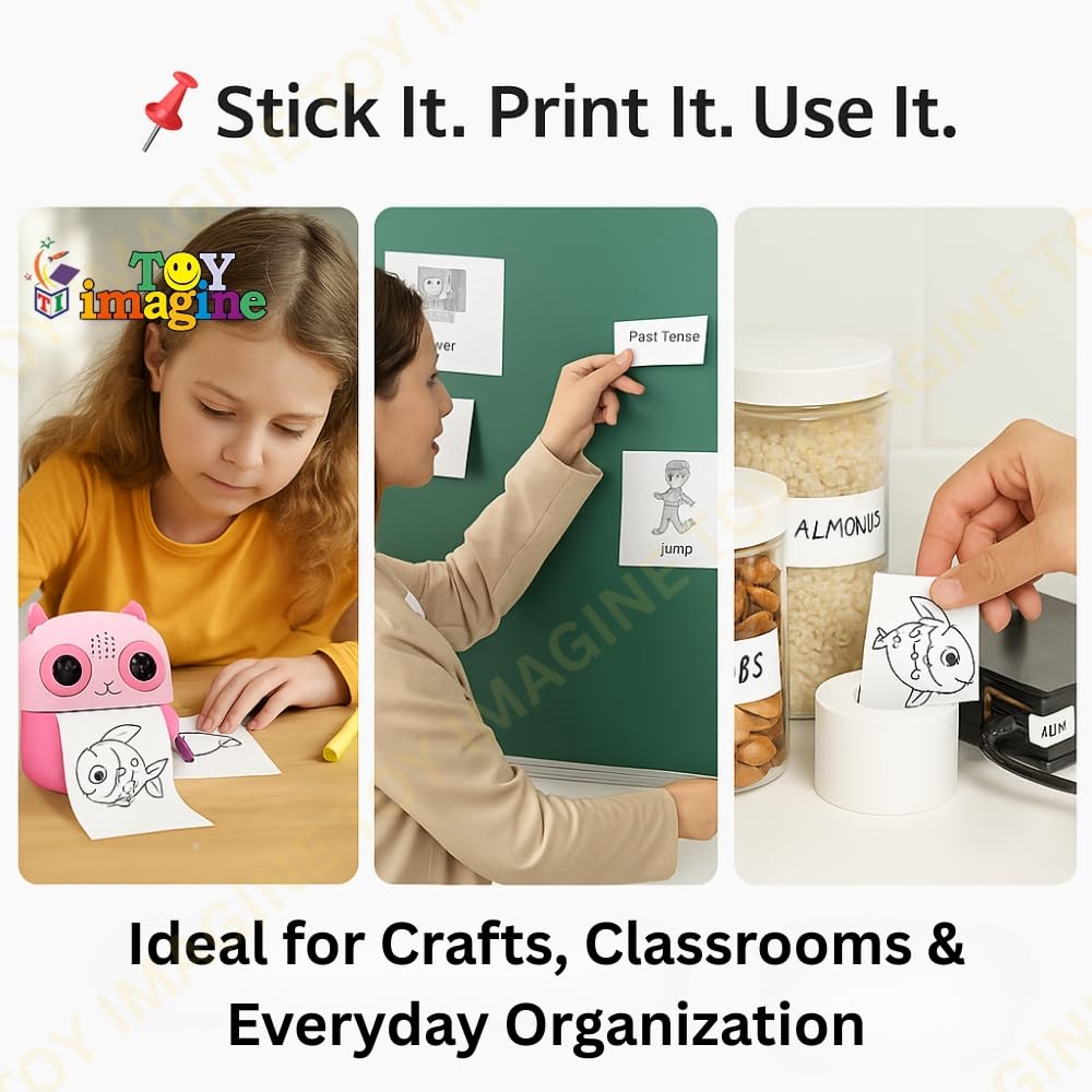 Toy Imagine Non-Sticky Thermal Printer Paper Roll, White, 2.5 Inch