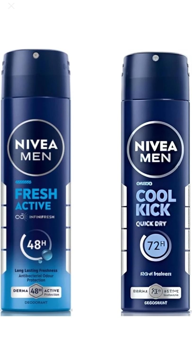 Nivea Unisex Fresh Active Deodorant Spray (Active Deo + Cool Kick Deo), 1 Count