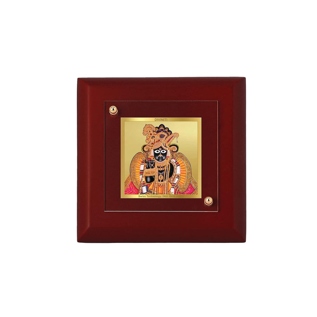 DIVINITI Banke Bihari Ji 24K Gold Plated MDF Photo Frame|Premium Religious Table Top Frame for Home, Office & Prayer Room|Luxury Spiritual Gift Item for Housewarming, Festive Gifting|10 x 10 CM