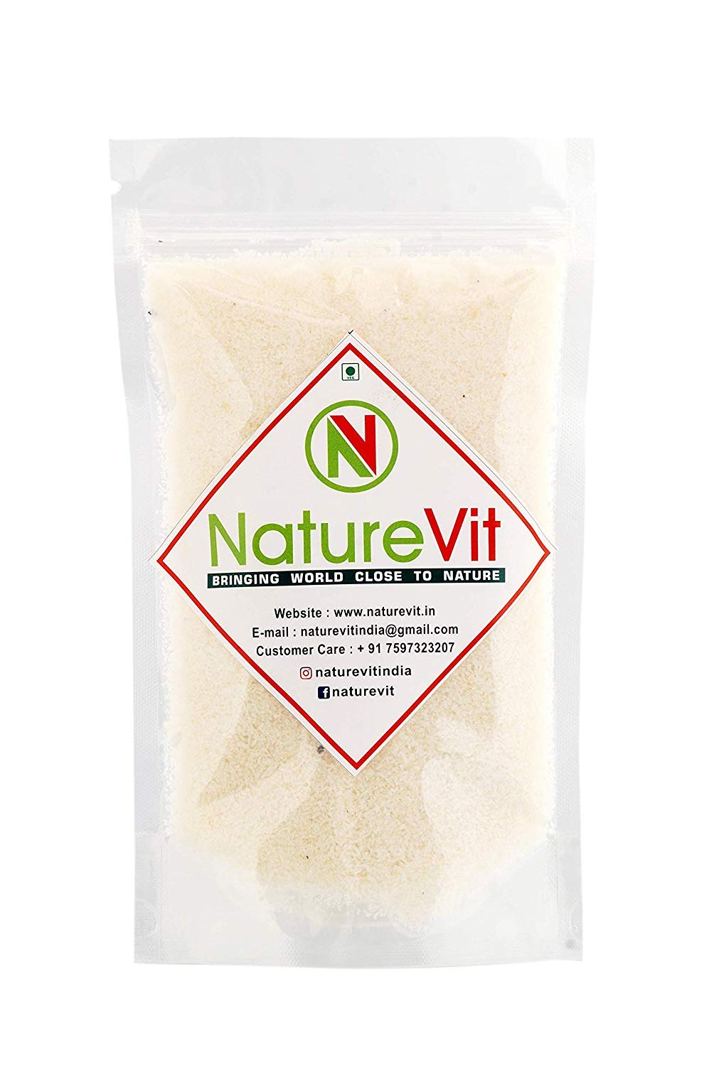 NatureVit Desiccated Coconut 400g | 100% Pure Nariyal Burada | Finely Grated Dry Coconut for Cooking & Baking | Natural, Unsweetened & Preservative-Free