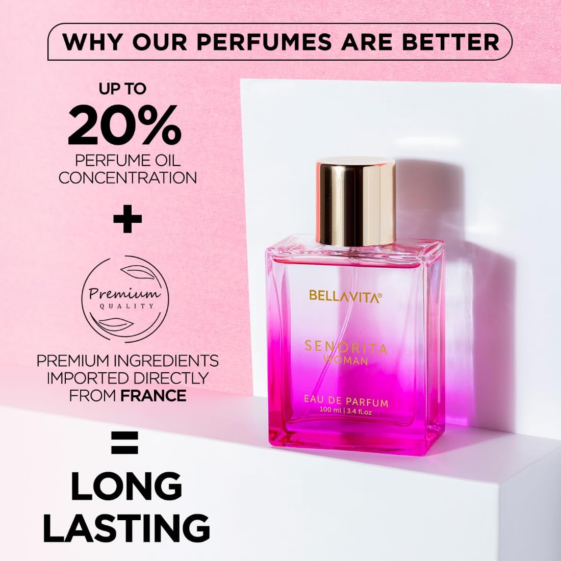 Bella Vita Luxury Women Senorita Eau De Parfum Liquid Perfume With Yuzu, Lotus, Magnolia & Musk |Fresh & Fruity Long Lasting Edp Frgarance Scent, 100 Ml