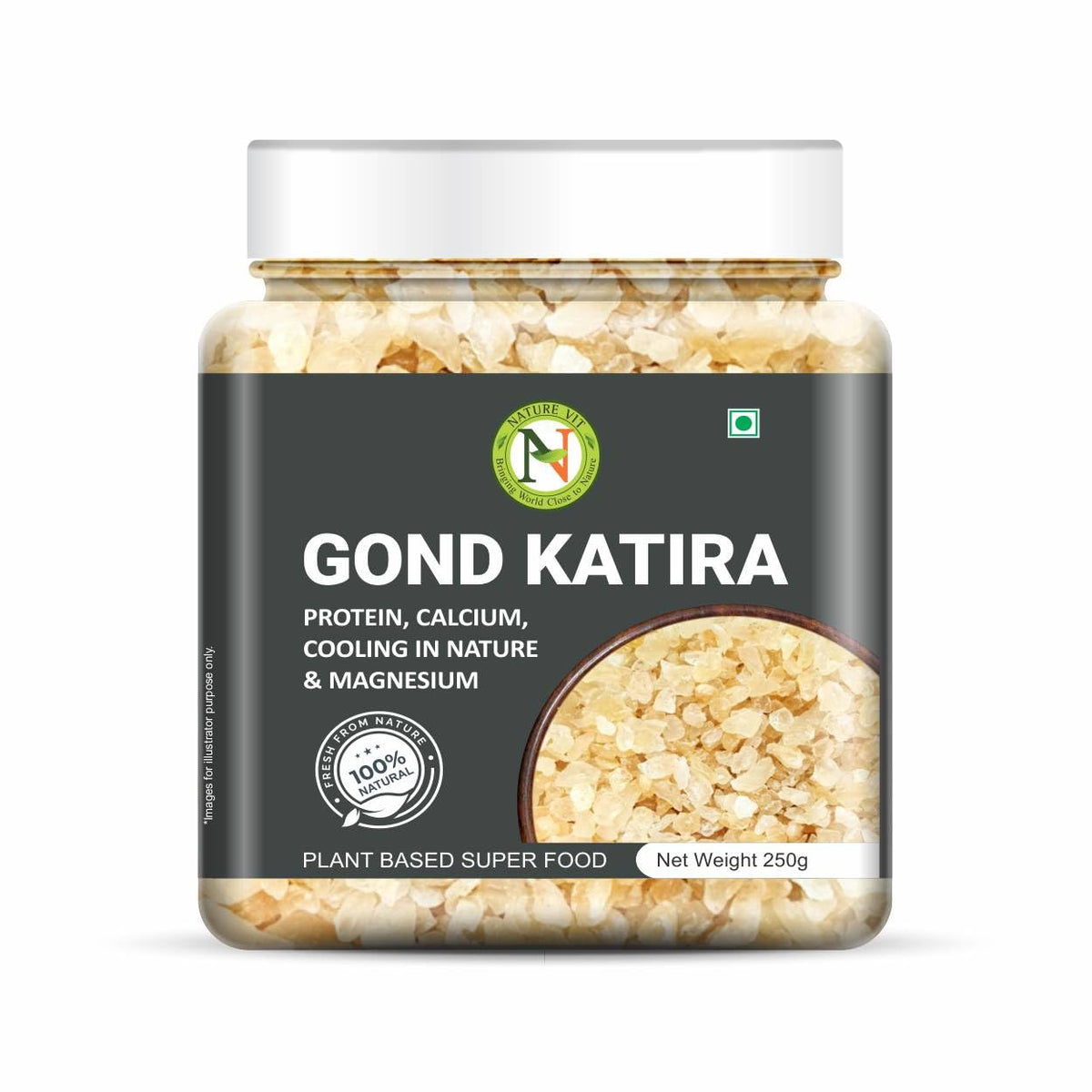NatureVit Pure Gond Katira 250g (Edible Almond Gum) | High Cooling Properties | Natural Tragacanth Gum Superfood | Calcium · Magnesium · Protein