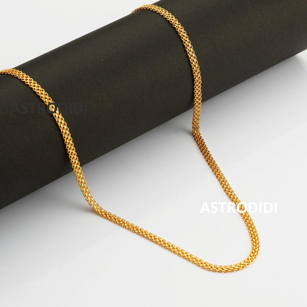 ASTRODIDI Gold Plated Chain | 24 Inch Stylish Light Weighted Golden Brass Neck Chain For Girls Women Men Boys (MHC-04)