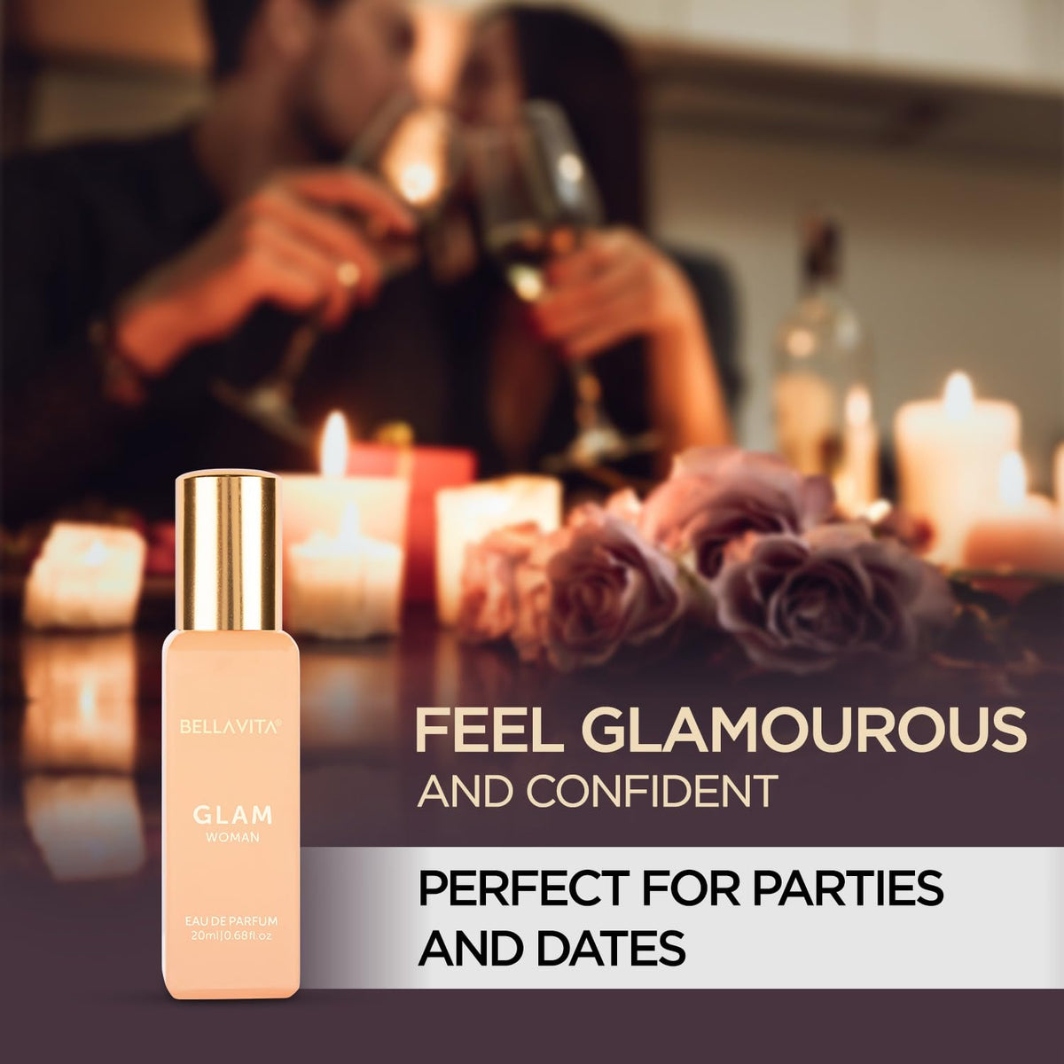 Bella Vita Luxury GLAM | Long Lasting Liquid EDP 20ml for Woman | with African Orange, Jasmine and Patchouli | Floral and Woody Premium Fragrance for Women (Pack of 1)
