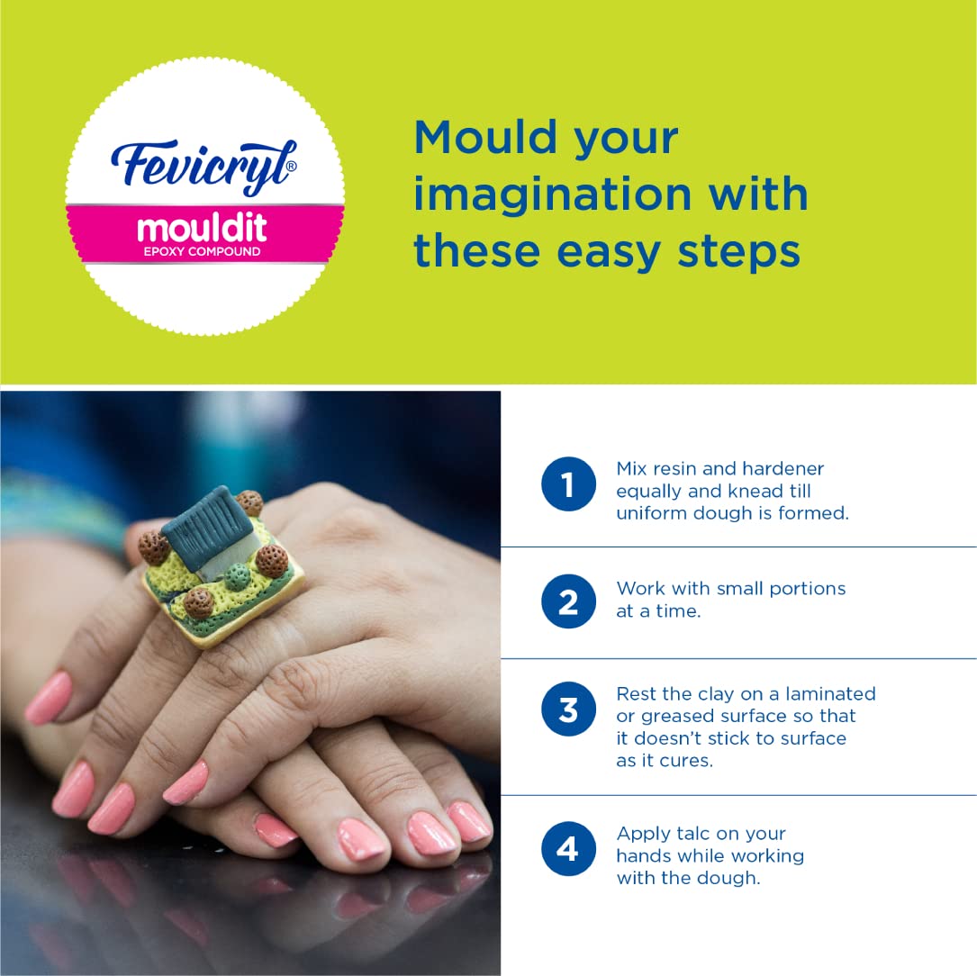 Fevicryl Hobby ideas Mould It, 900 G, Clay Set for Modelling and Sculpting, Air Dry Clay for Art and Craft, Gift for Artists, Students, Children (Pack of 2), White